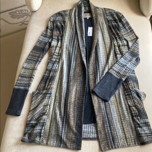 Striped Open Front Cardigan